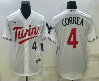 Minnesota Twins #4 Carlos Correa Number White Red Stitched MLB Cool Base Nike Jersey