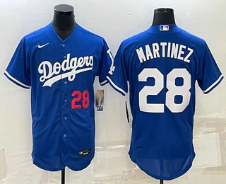 Los Angeles Dodgers #28 JD Martinez Number Blue Stitched MLB Flex Base Nike Jersey