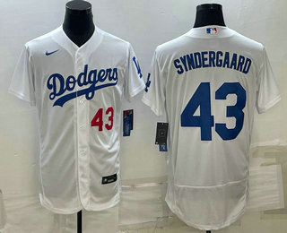 Los Angeles Dodgers #43 Noah Syndergaard Number White Flex Base Stitched Baseball Jersey