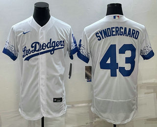 Los Angeles Dodgers #43 Noah Syndergaard White 2022 City Connect Flex Base Stitched Jersey
