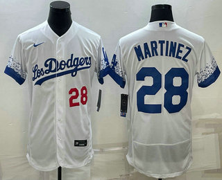 Los Angeles Dodgers #28 JD Martinez Number White 2022 City Connect Flex Base Stitched Jersey