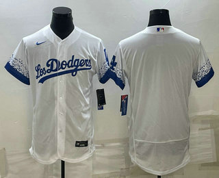 Los Angeles Dodgers Blank White City Connect Flex Base Stitched Baseball Jersey