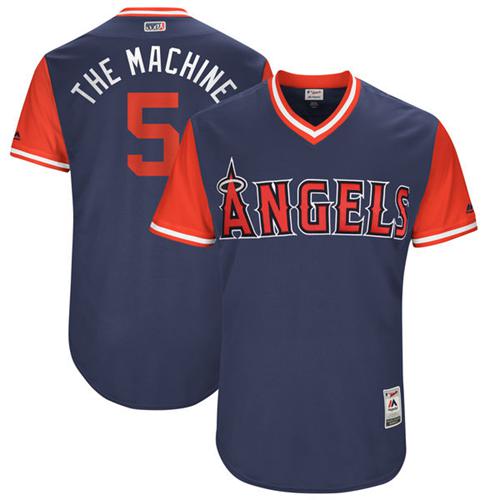 Angels of Anaheim #5 Albert Pujols Navy "The Machine" Players Weekend Authentic Stitched MLB Jersey - Click Image to Close