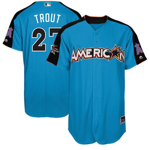 Angels of Anaheim #27 Mike Trout Blue 2017 All-Star American League Stitched MLB Jersey
