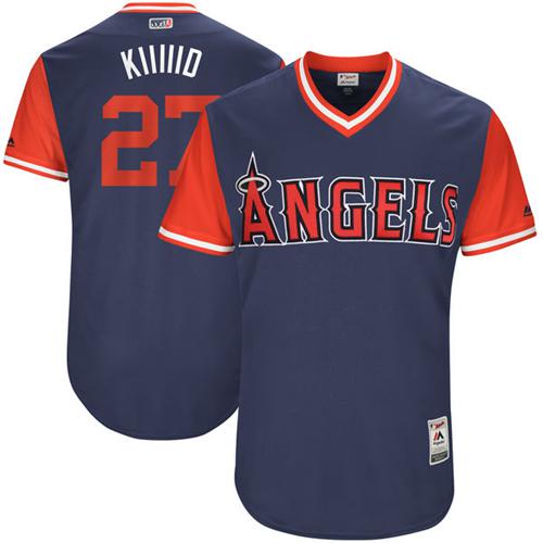 Angels of Anaheim #27 Mike Trout Navy "Kiiiiid" Players Weekend Authentic Stitched MLB Jersey