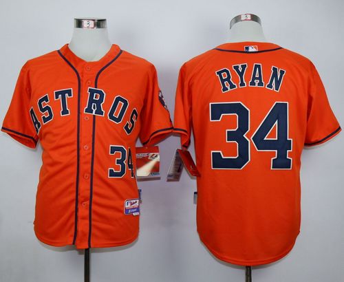 Astros #34 Nolan Ryan Orange Cool Base Stitched MLB Jersey - Click Image to Close