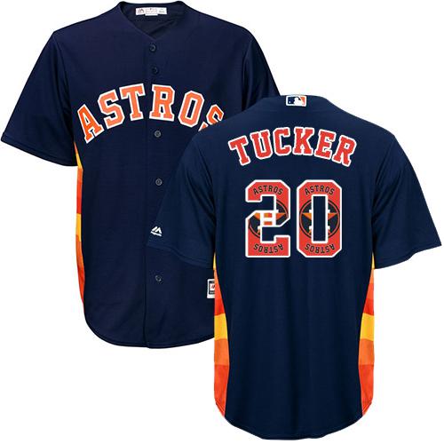 Astros #20 Preston Tucker Navy Blue Team Logo Fashion Stitched MLB Jersey