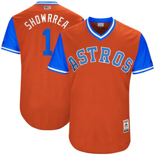 Astros #1 Carlos Correa Orange "Showrrea" Players Weekend Authentic Stitched MLB Jersey