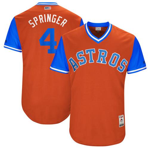 Astros #4 George Springer Orange "Springer" Players Weekend Authentic Stitched MLB Jersey - Click Image to Close