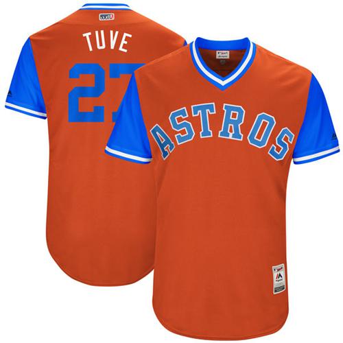 Astros #27 Jose Altuve Orange "Tuve" Players Weekend Authentic Stitched MLB Jersey