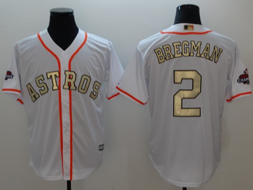 Astros #2 Alex Bregman White 2017 World Series Champions Gold Program Cool Base Stitched MLB Jersey