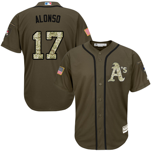 Athletics #17 Yonder Alonso Green Salute to Service Stitched MLB Jersey