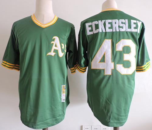 Mitchell And Ness 1989 Athletics #43 Dennis Eckersley Green Throwback Stitched MLB Jersey - Click Image to Close