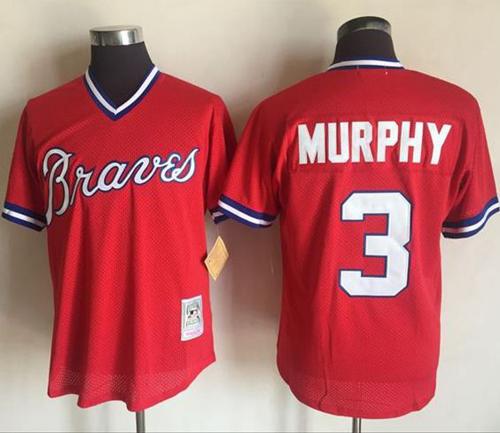 Mitchell And Ness 1980 Braves #3 Dale Murphy Red Stitched MLB Jersey - Click Image to Close
