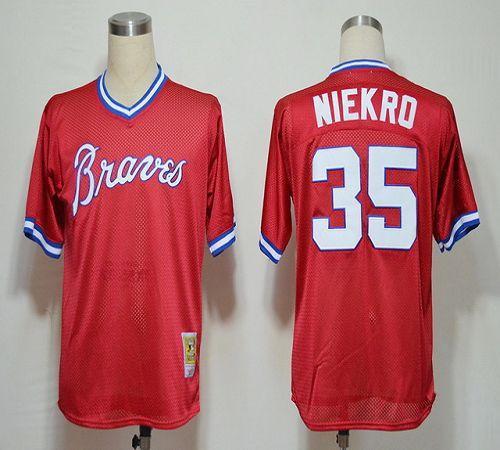 Mitchell And Ness 1980 Braves #35 Phil Niekro Red Stitched MLB Jersey - Click Image to Close