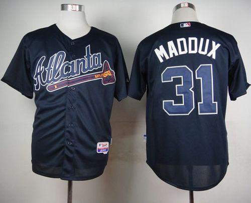 Braves #31 Greg Maddux Blue Cool Base Stitched MLB Jersey - Click Image to Close