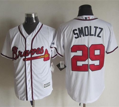 Braves #29 John Smoltz White New Cool Base Stitched MLB Jersey - Click Image to Close