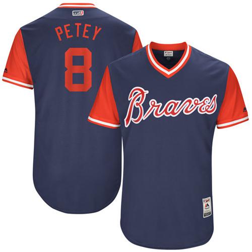 Braves #8 Jace Peterson Navy "Petey" Players Weekend Authentic Stitched MLB Jersey - Click Image to Close