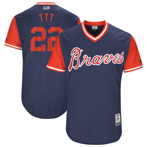 Braves #22 Nick Markakis Navy "TTT" Players Weekend Authentic Stitched MLB Jersey - Click Image to Close