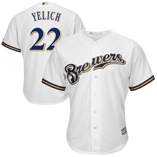Brewers #22 Christian Yelich White New Cool Base Stitched MLB Jersey