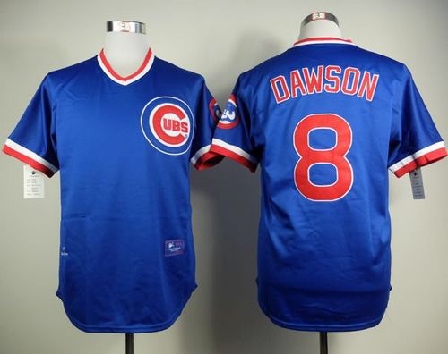 Cubs #8 Andre Dawson Black Blue Cooperstown Stitched MLB Jersey