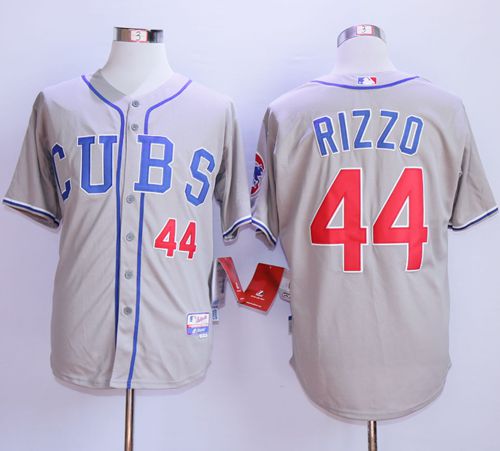Cubs #44 Anthony Rizzo Grey Alternate Road Cool Base Stitched MLB Jersey - Click Image to Close