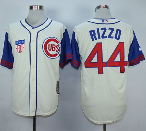 Cubs #44 Anthony Rizzo Cream/Blue 1942 Turn Back The Clock Stitched MLB Jersey - Click Image to Close