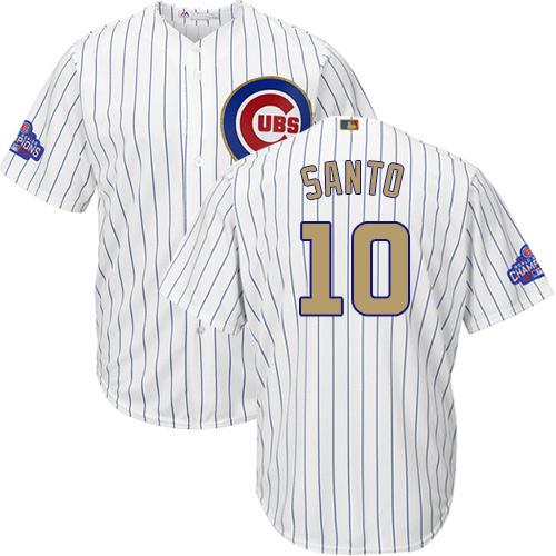 Cubs #10 Ron Santo White(Blue Strip) 2017 Gold Program Cool Base Stitched MLB Jersey