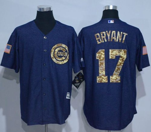 Cubs #17 Kris Bryant Denim Blue Salute to Service Stitched MLB Jersey - Click Image to Close