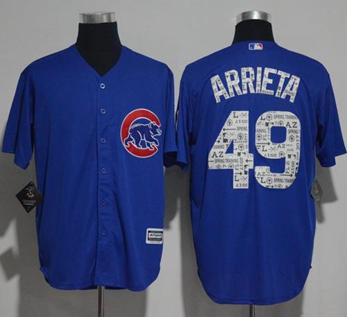 Cubs #49 Jake Arrieta Blue 2017 Spring Training Authentic Flex Base Stitched MLB Jersey