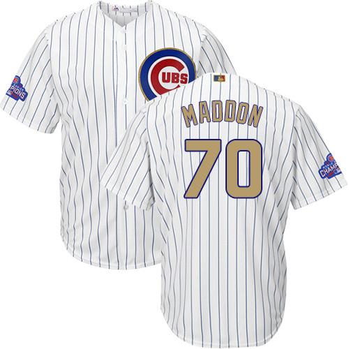 Cubs #70 Joe Maddon White(Blue Strip) 2017 Gold Program Cool Base Stitched MLB Jersey
