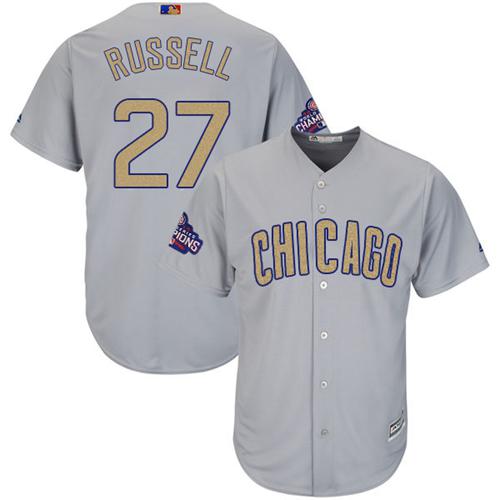 Cubs #27 Addison Russell Grey 2017 Gold Program Cool Base Stitched MLB Jersey