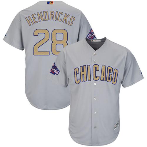 Cubs #28 Kyle Hendricks Grey 2017 Gold Program Cool Base Stitched MLB Jersey