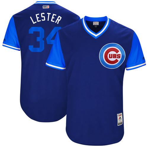 Cubs #34 Jon Lester Royal "Lester" Players Weekend Authentic Stitched MLB Jersey