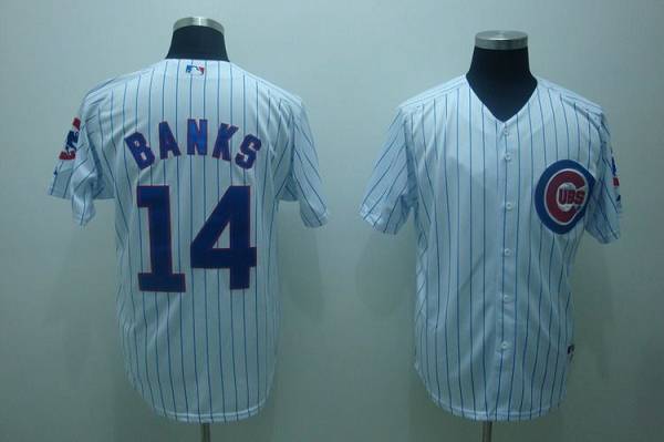 Cubs #14 Ernie Banks Stitched White MLB Jersey - Click Image to Close
