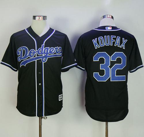 Dodgers #32 Sandy Koufax Black Fashion Stitched MLB Jersey