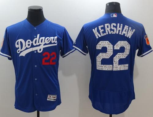 Dodgers #22 Clayton Kershaw Blue 2017 Spring Training Authentic Flex Base Stitched MLB Jersey - Click Image to Close