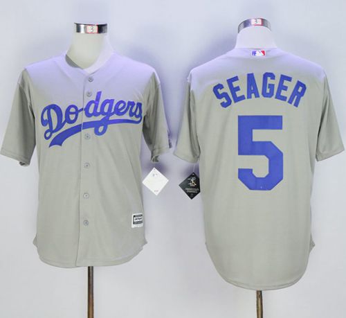 Dodgers #5 Corey Seager Grey New Cool Base Stitched MLB Jersey - Click Image to Close