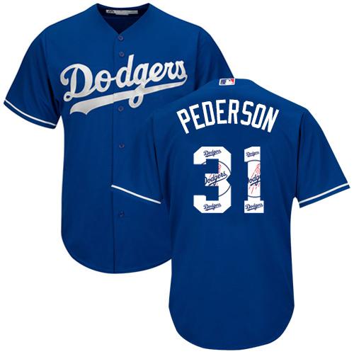 Dodgers #31 Joc Pederson Blue Team Logo Fashion Stitched MLB Jersey
