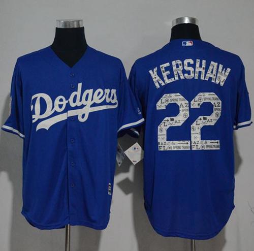 Dodgers #22 Clayton Kershaw Blue 2017 Spring Training Cool Base Stitched MLB Jersey