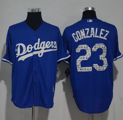Dodgers #23 Adrian Gonzalez Blue 2017 Spring Training Cool Base Stitched MLB Jersey