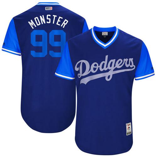 Dodgers #99 Hyun-Jin Ryu Royal "Monster" Players Weekend Authentic Stitched MLB Jersey