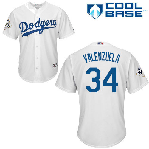 Dodgers #34 Fernando Valenzuela White New Cool Base 2017 World Series Bound Stitched MLB Jersey