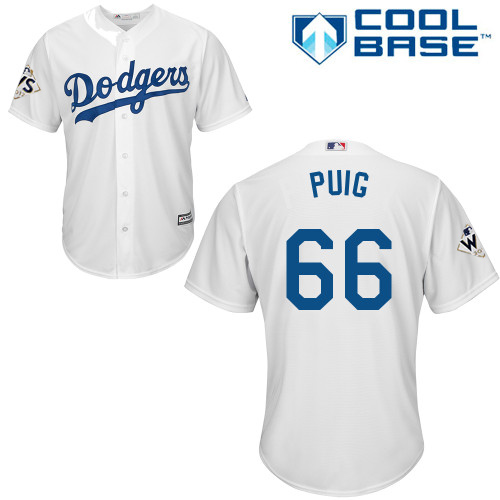 Dodgers #66 Yasiel Puig White New Cool Base 2017 World Series Bound Stitched MLB Jersey