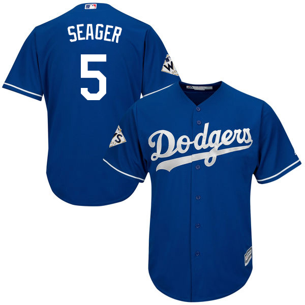 Dodgers #5 Corey Seager Blue New Cool Base 2017 World Series Bound Stitched MLB Jersey
