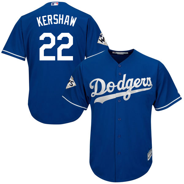 Dodgers #22 Clayton Kershaw Blue New Cool Base 2017 World Series Bound Stitched MLB Jersey