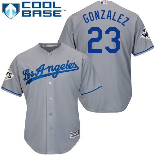 Dodgers #23 Adrian Gonzalez Grey New Cool Base 2017 World Series Bound Stitched MLB Jersey