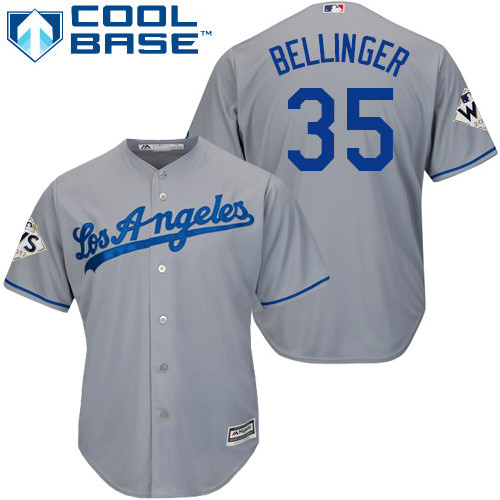 Dodgers #35 Cody Bellinger Grey New Cool Base 2017 World Series Bound Stitched MLB Jersey