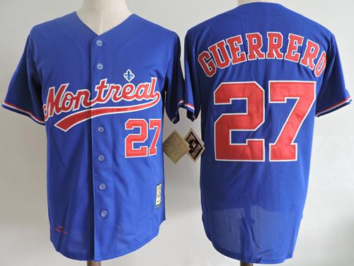 Mitchell And Ness 2004 Expos #27 Vladimir Guerrero Blue Throwback Stitched MLB Jersey