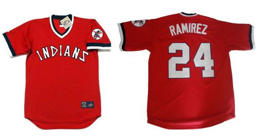 Indians #24 Manny Ramirez Red 1978 Turn Back The Clock Stitched MLB Jersey - Click Image to Close